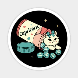 Capricorn White Kitty Magnet